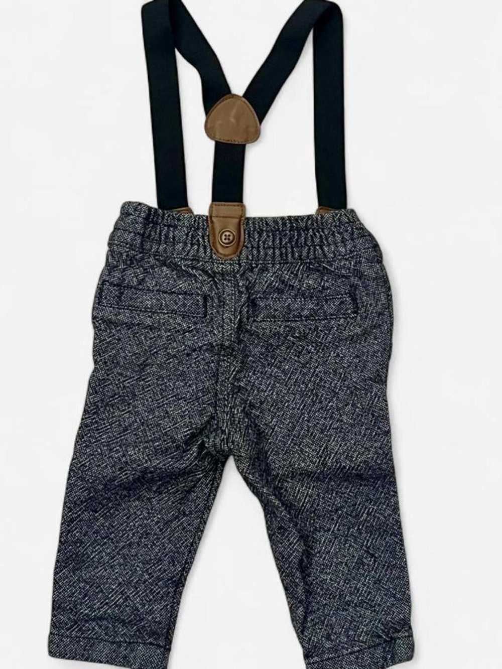 Gymboree Grey Tweed Pants with Suspenders